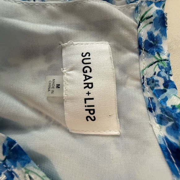 SugarLips floral Blue Ruffle Dress Size Medium - Picture 5 of 5